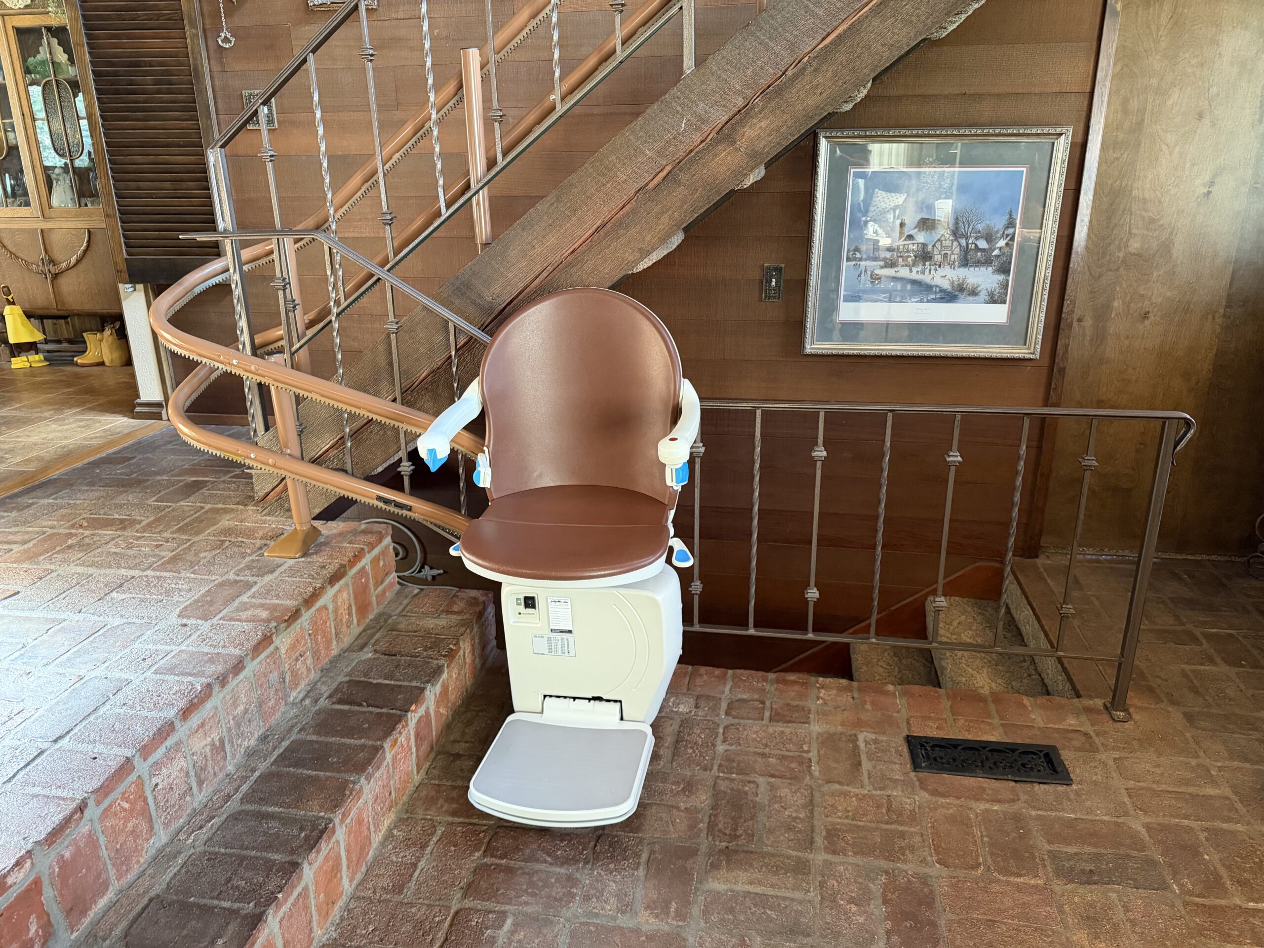Residential stairlift installed on a home staircase in Spokane